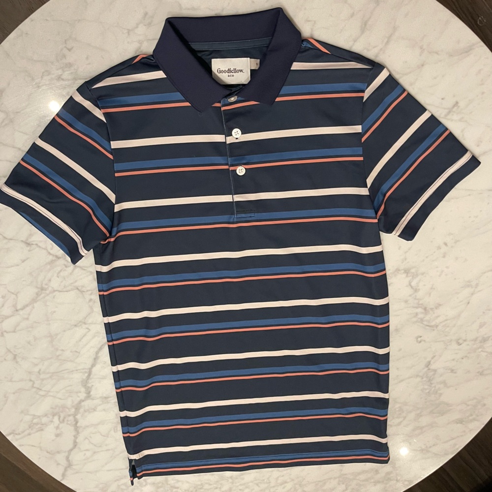 Goodfellow & Co Navy Striped Polo Shirt